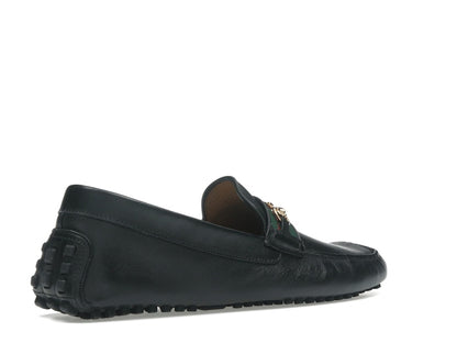Gucci Ayrton Webbing-Trimmed Horsebit Leather Driver Loafers Black