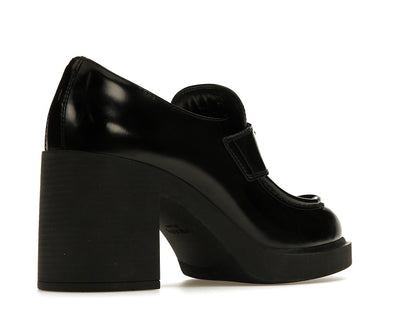 Prada Chocolate High-Heeled 85mm Loafers Black Brushed Leather