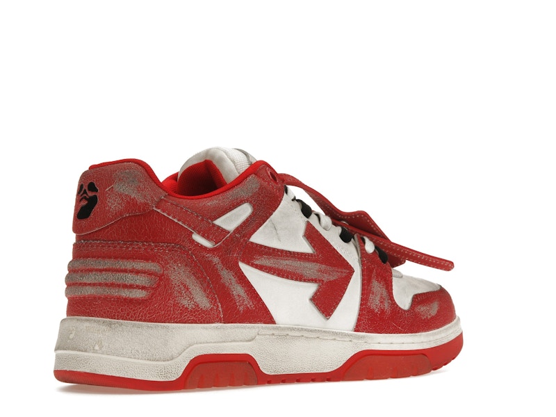 OFF-WHITE Out Of Office OOO Low Tops Red White Vintage Distressed Leather
