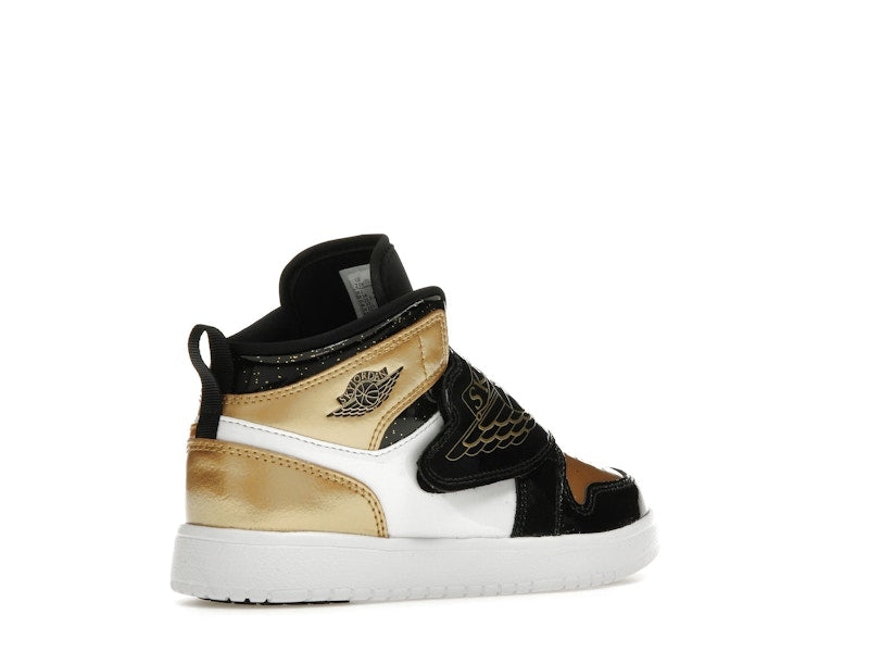 Sky Jordan 1 Mid Black Metallic Gold White (PS)