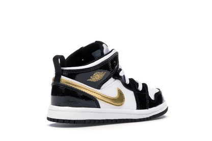 Jordan 1 Mid Patent Black White Gold (TD)
