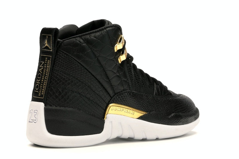 Jordan 12 Retro Black Metallic Gold White (Women's)