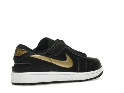 Jordan 1 Low FlyEase Black White Metallic Gold