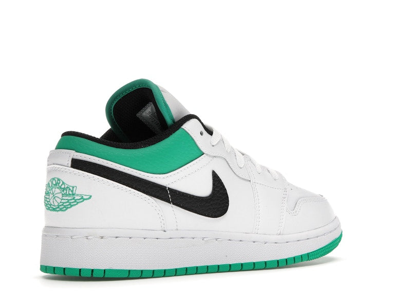 Jordan 1 Low White Lucky Green Tumbled Leather (GS)