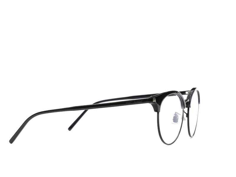 Saint Laurent Round-Frame Acetate Optical Frames Black Black Transparent (SL233F-30002729-001)