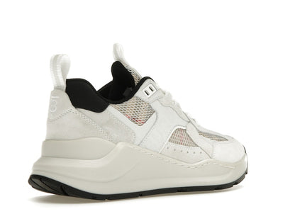 Burberry Logo Print Leather, Suede and Check Mesh Sneakers Archive Beige White (Women's)