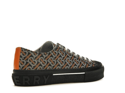 Burberry Monogram Pattern Low Top Black Orange Canvas