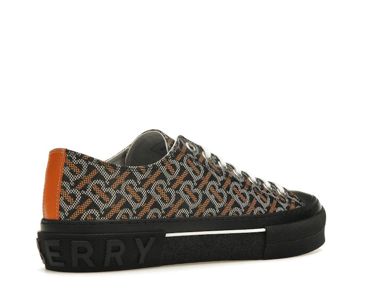 Burberry Monogram Pattern Low Top Black Orange Canvas