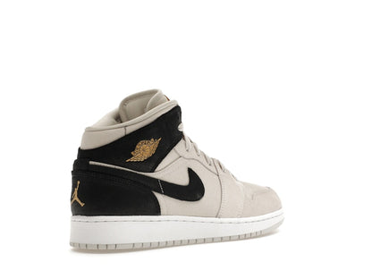 Jordan 1 Mid Light Bone Metallic Gold Black (GS)