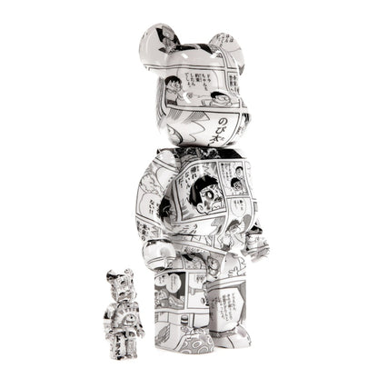 Bearbrick Doraemon (Comic Ver.) 100% & 400% Set Black & White