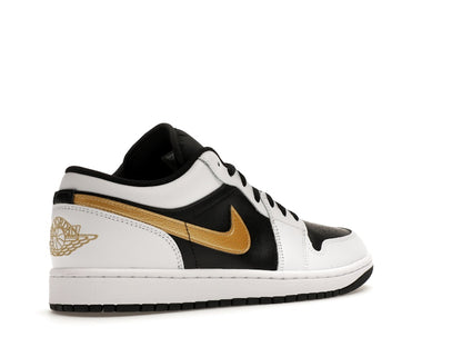 Jordan 1 Low White Black Metallic Gold Swoosh