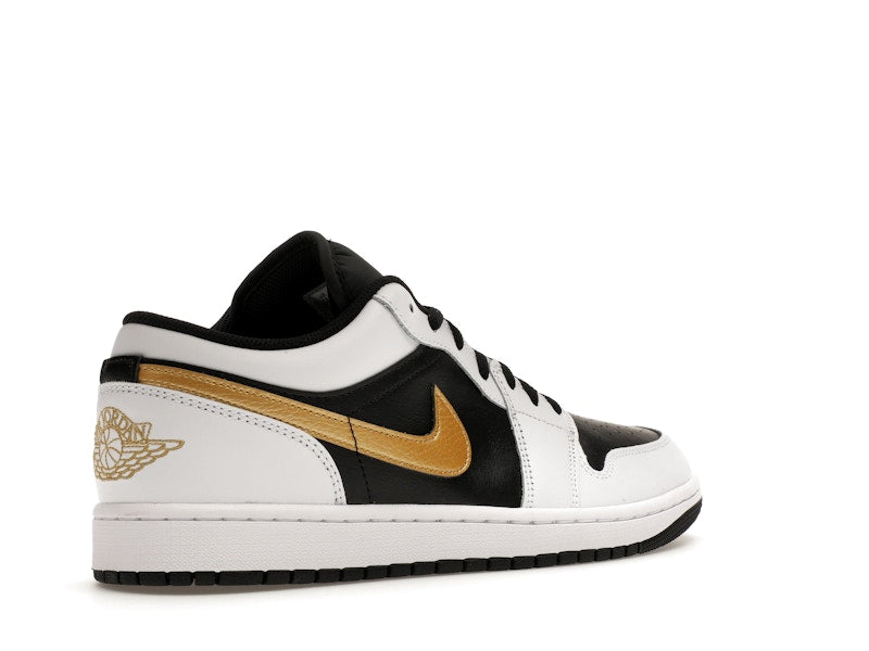 Jordan 1 Low White Black Metallic Gold Swoosh
