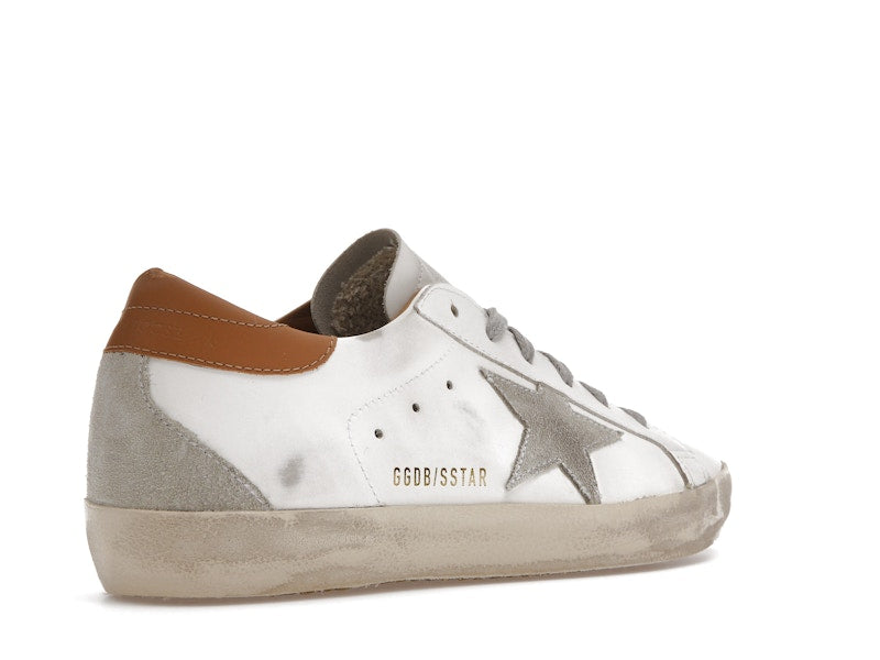 Golden Goose Super-Star White Vacchetta Tan Grey Suede Patch (Women's)