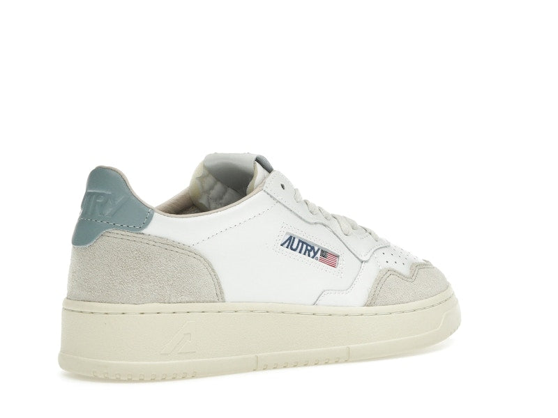 Autry Medalist Leather Low White Silver Blue Beige (Women's)