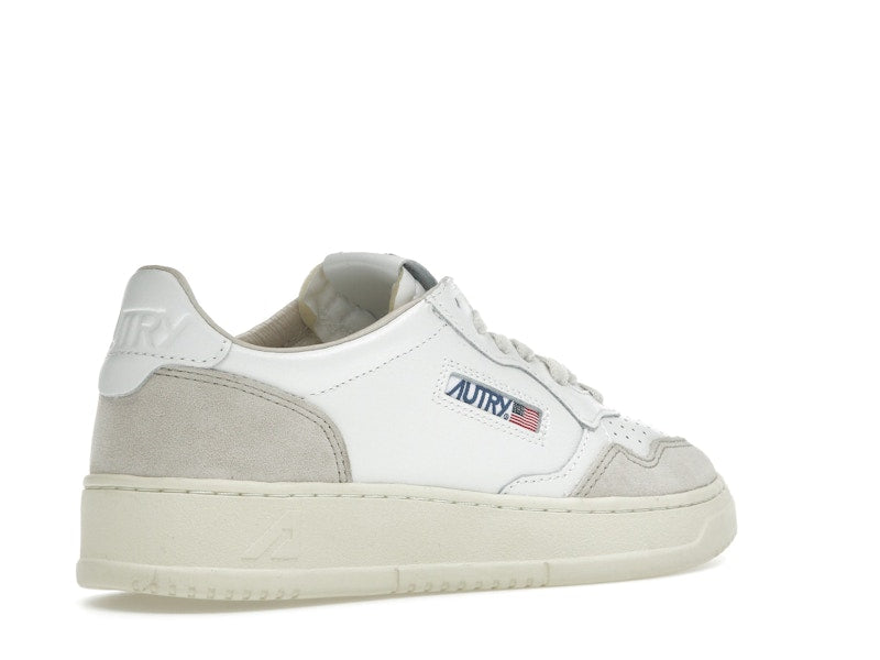 Autry Medalist Leather Low White Beige Suede (Women's)