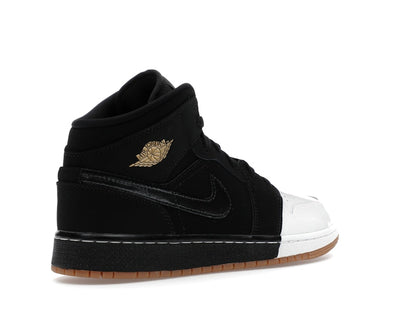Jordan 1 Mid Black White Gold (GS)