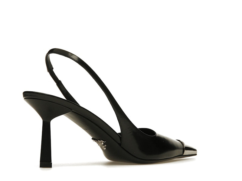 Prada 75mm Slingback Pump Black Leather