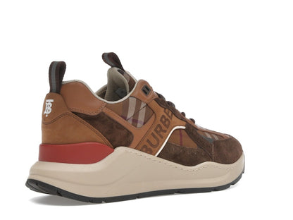Burberry Check and Suede Sneakers Dark Birch Brown