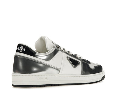 Prada Downtown Low Top Sneakers Leather White Silver
