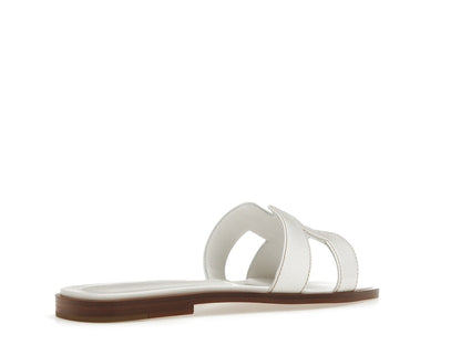 Hermes Oran Sandal Blanc Box Calfskin Leather