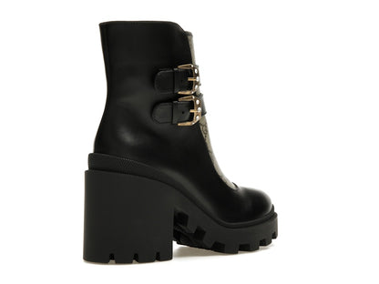 Gucci Buckles Ankle Boots Black Beige (Women's)