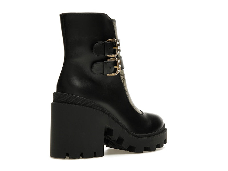 Gucci Buckles Ankle Boots Black Beige (Women's)