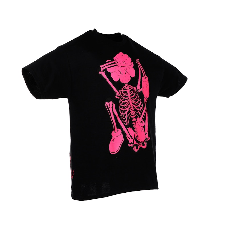 KAWS SKELETON NEW FICTION T-shirt Pink