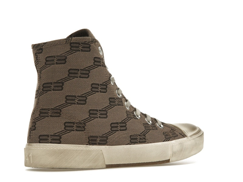 Balenciaga Paris High Top BB Monogram Dark Beige Brown
