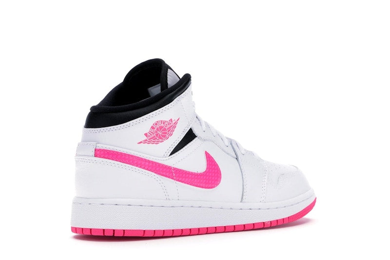 Jordan 1 Mid White Black Hyper Pink (GS)