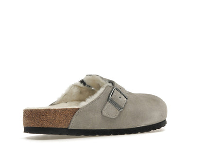 Birkenstock Boston Shearling Suede Stone Coin