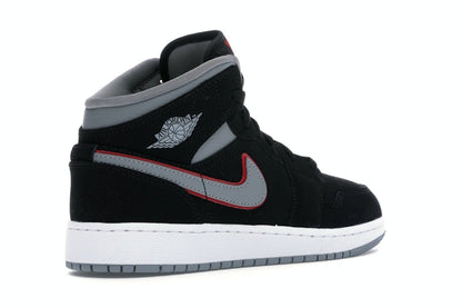 Jordan 1 Mid Black Particle Grey Gym Red (GS)