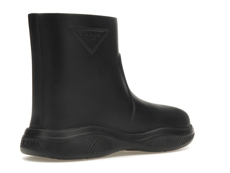 Prada Pull-On Rain Booties Black Rubber