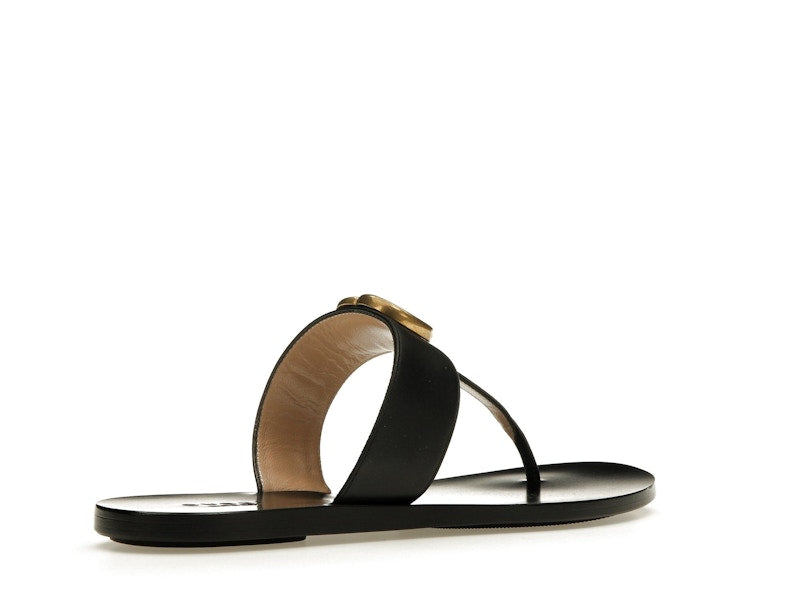 Gucci Double G Thong Sandal Black Leather