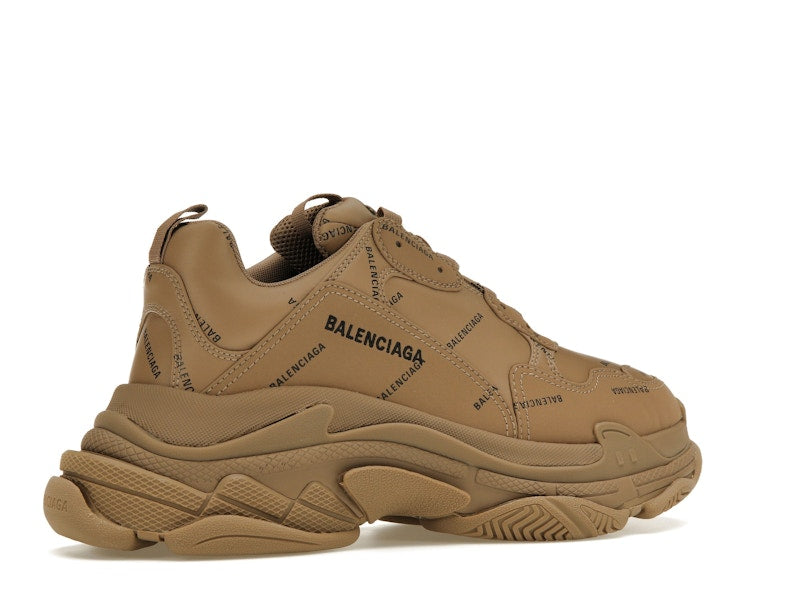 Balenciaga All Over Logo Triple S Beige