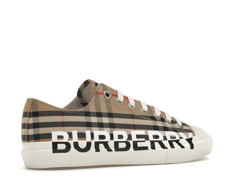 Burberry Logo Print Vintage Check Cotton Sneakers Archive Beige (Women's)