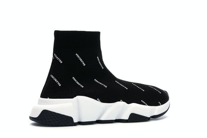 Balenciaga Speed Trainer Logo Print Black White (Women's)