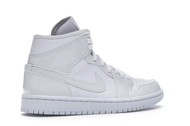 Jordan 1 Mid Triple White Patent Swoosh (Women's)