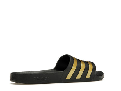 adidas Adilette Aqua Slides Core Black Gold Metallic