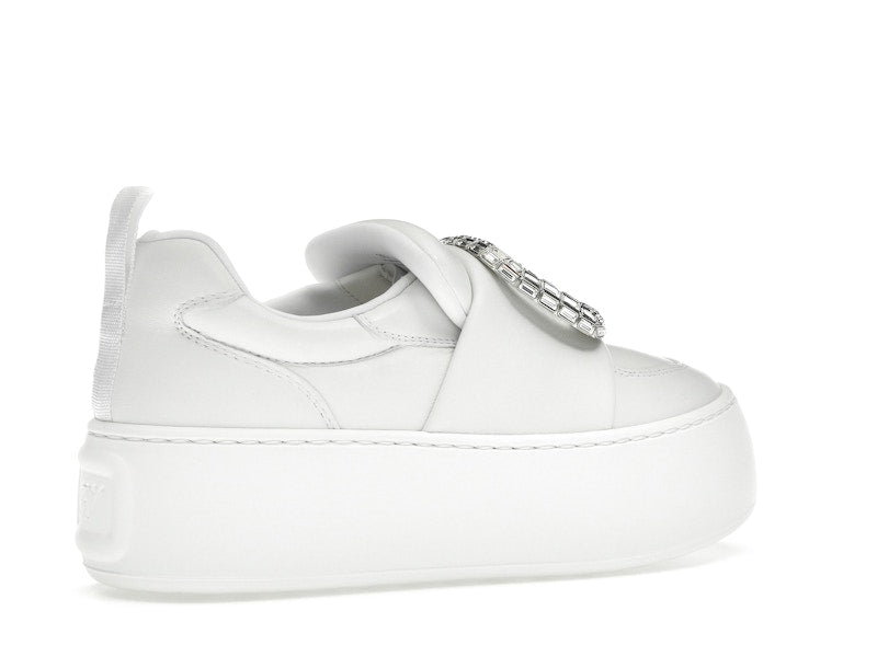 Roger Vivier Viv' Up White Crystal Buckle (Women's)
