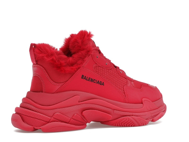Balenciaga Triple S Faux Fur Burgundy