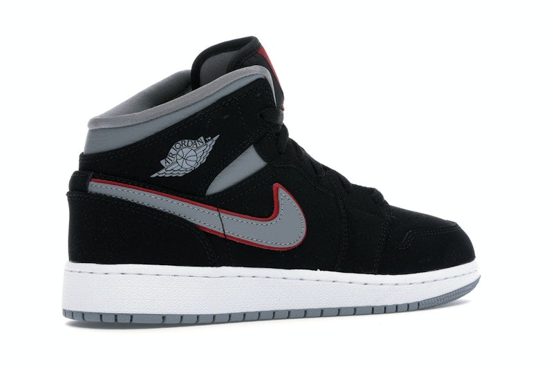 Jordan 1 Mid Black Particle Grey Gym Red (GS)