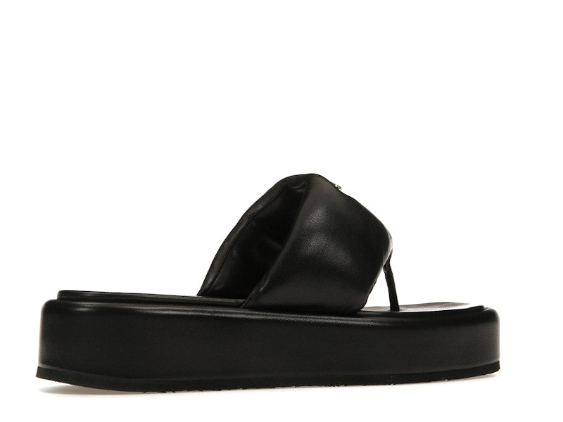 Prada Soft Padded 35mm Thong Wedge Sandals Black Nappa Leather