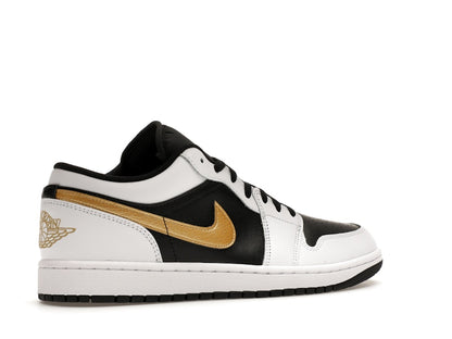 Jordan 1 Low White Black Metallic Gold Swoosh