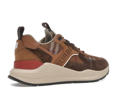 Burberry Check and Suede Sneakers Dark Birch Brown