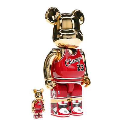 Bearbrick Michael Jordan 1985 Rookie Jersey 100% & 400% Set Gold Chrome