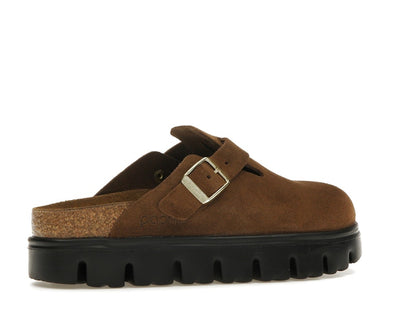 Birkenstock Boston Chunky Suede Dark Tea Black (Narrow) (Women's)