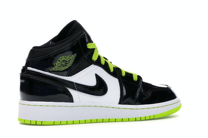 Jordan 1 Mid Black Cyber Mystic Green (GS)