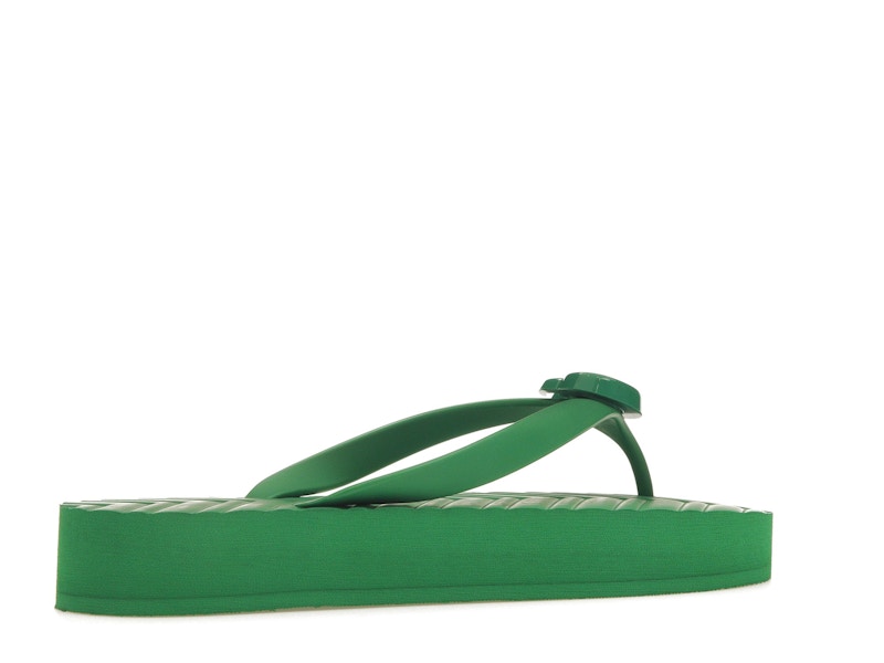 Gucci Chevron Thong Sandal Green Rubber