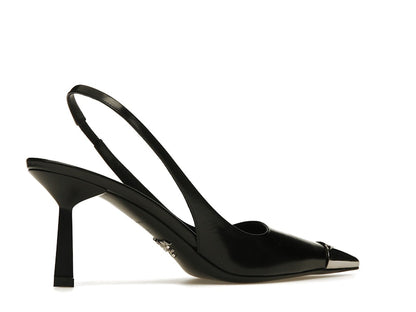 Prada 75mm Slingback Pump Black Leather
