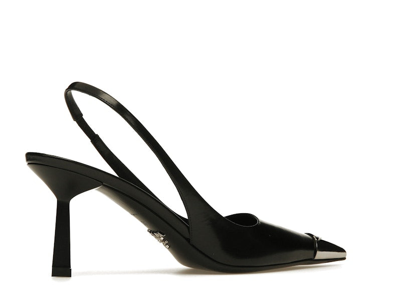 Prada 75mm Slingback Pump Black Leather
